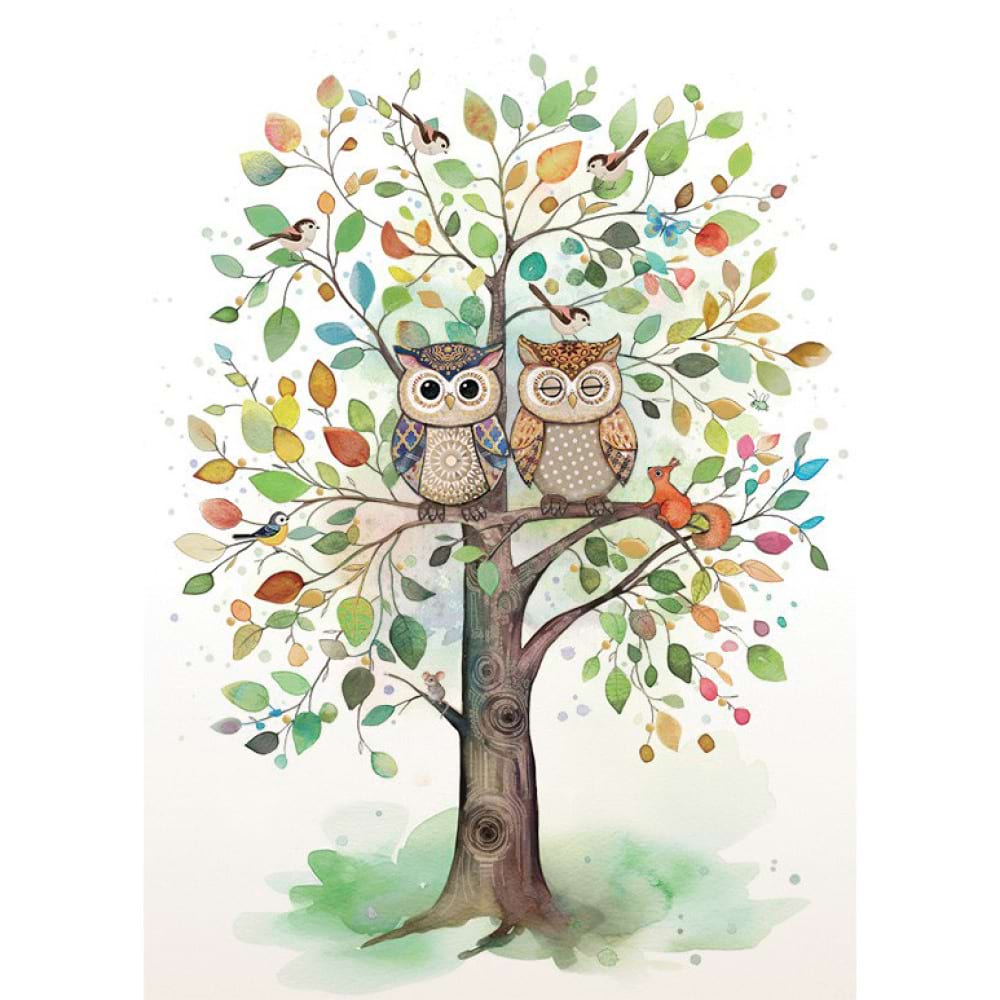 Card Blank, Two Owls