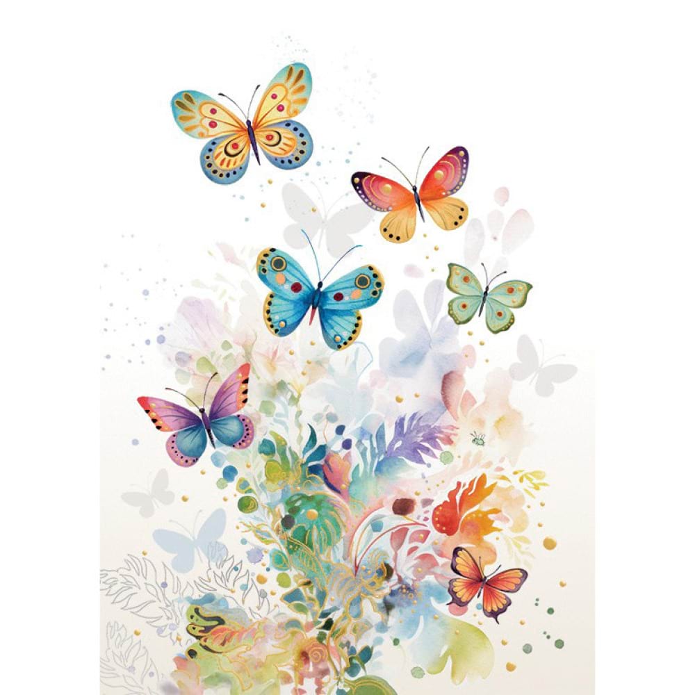Card Blank, Colourful Butterflies